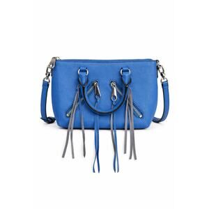 Rebecca Minkoff Blue Moto Mini Crossbody Leather Fringe Bag Y2K